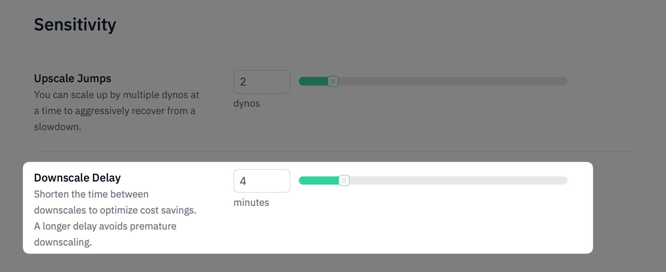 Screenshot: Downscale delay control