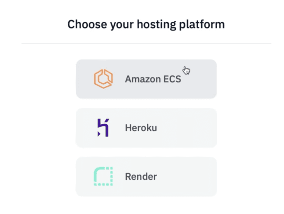 Screenshot: choose your hosting platform in Judoscale