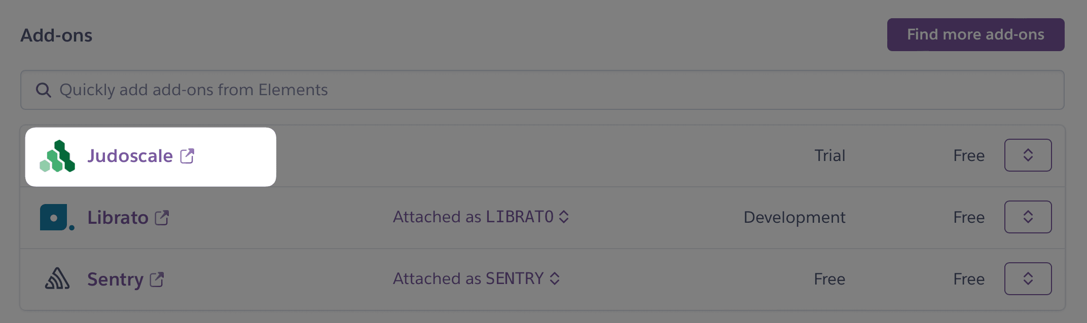 Screenshot: Launch Judoscale from the Heroku Resources tab