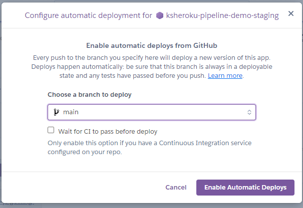 Enable Automatic Deploys