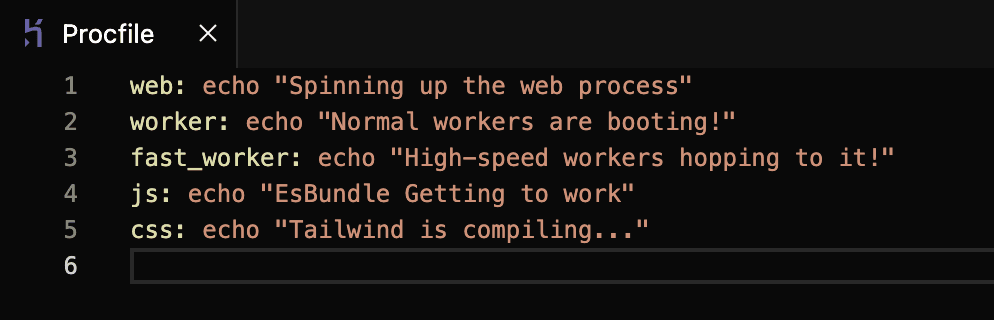 Screenshot: A basic Procfile