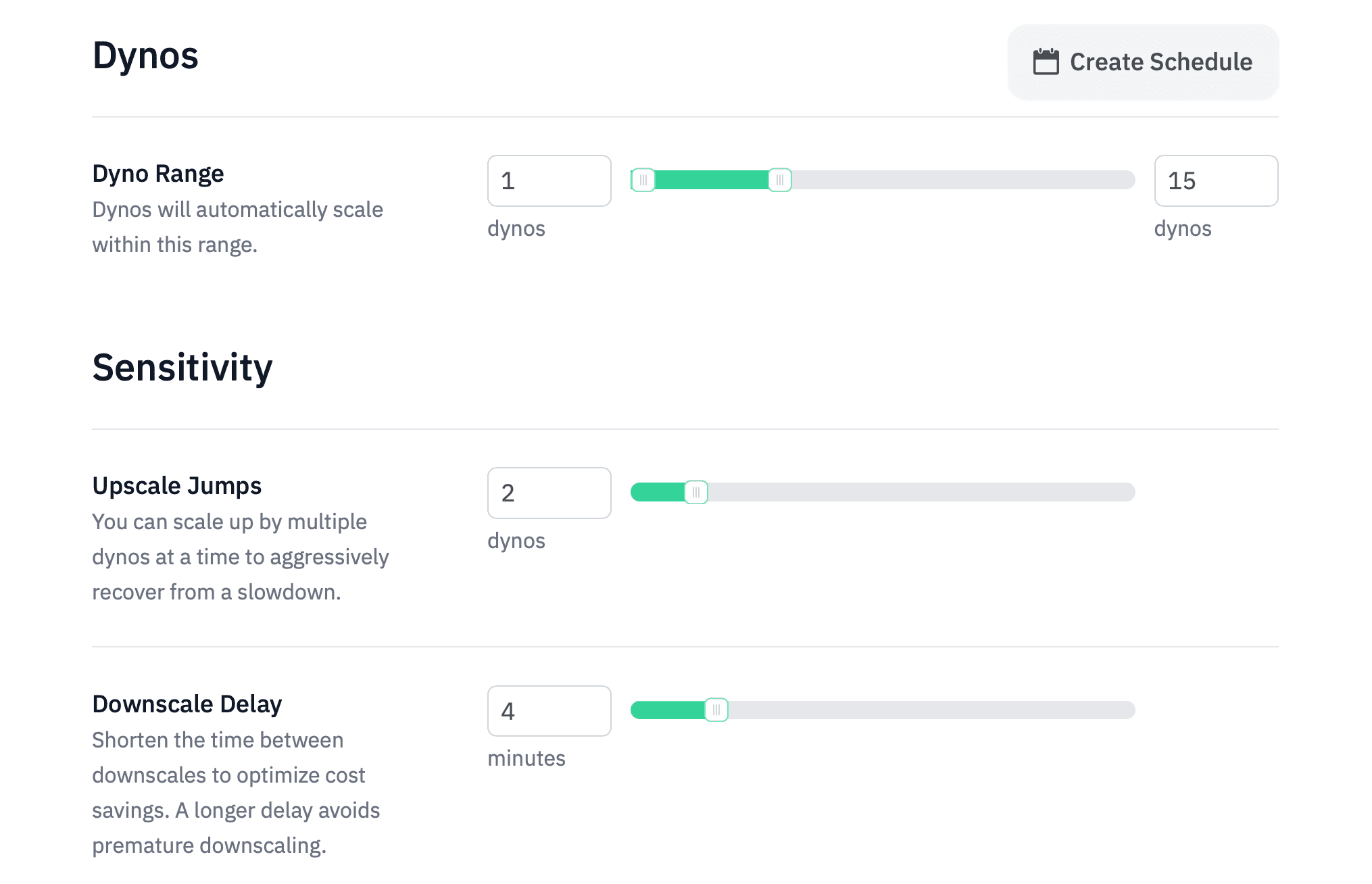 Screenshot: Scaling controls