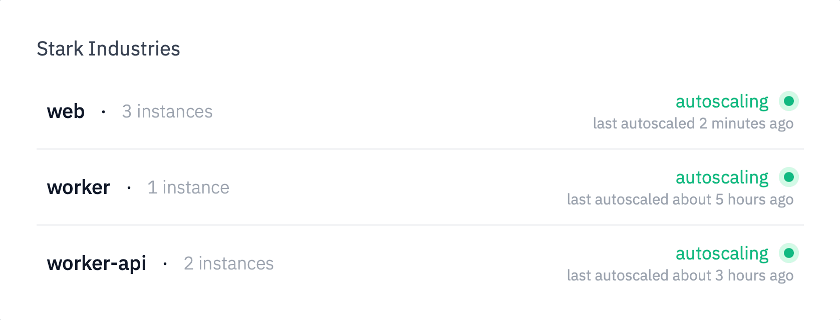 screenshot of web and worker instances in Judoscale